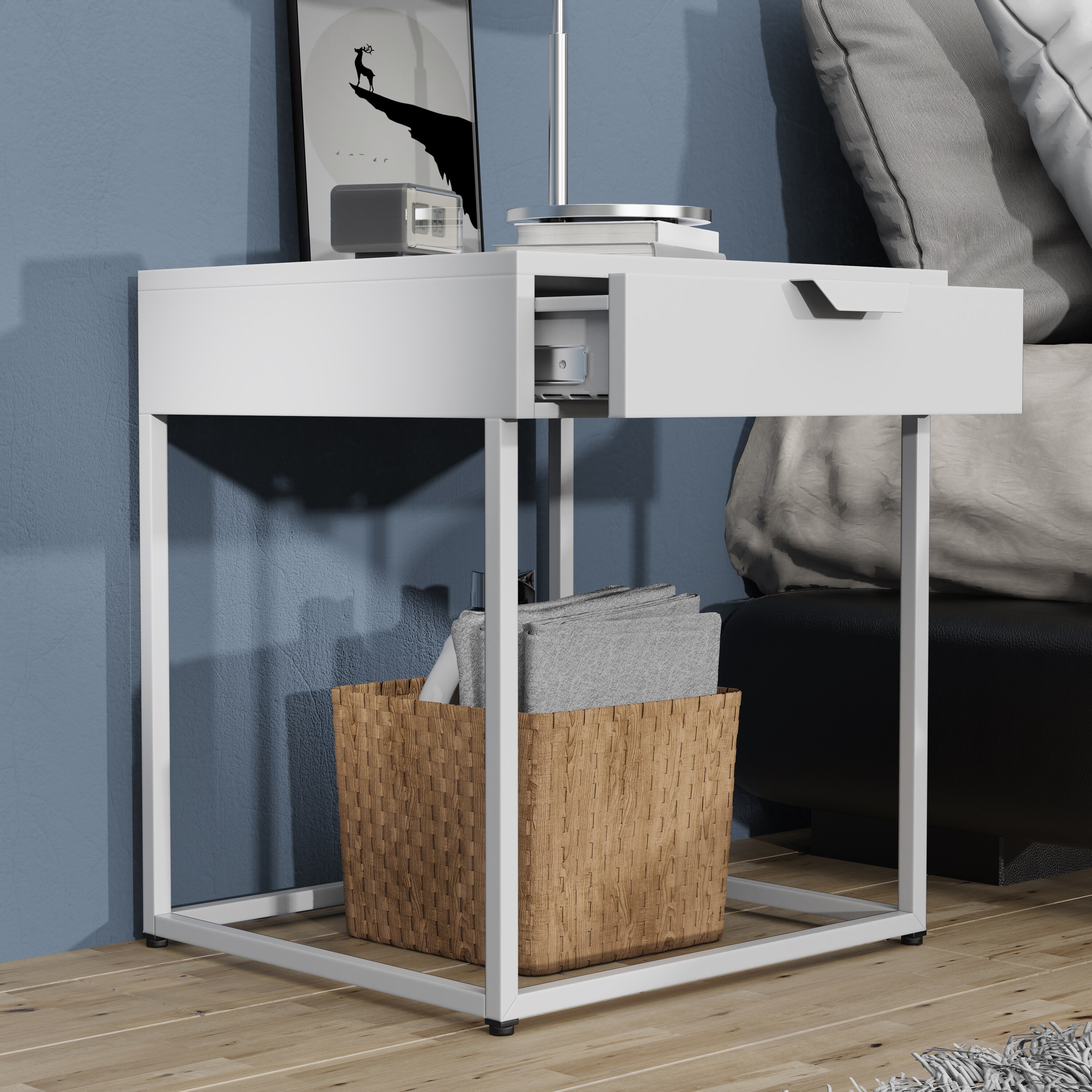 VCM Metall Nachtschrank Beistelltisch Schublade Konsole Nachttisch Flokas S