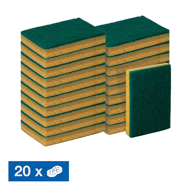 Eponges grattantes multi-usages Nicols vertes 12 x 8 x 2,5 cm, lot de 20