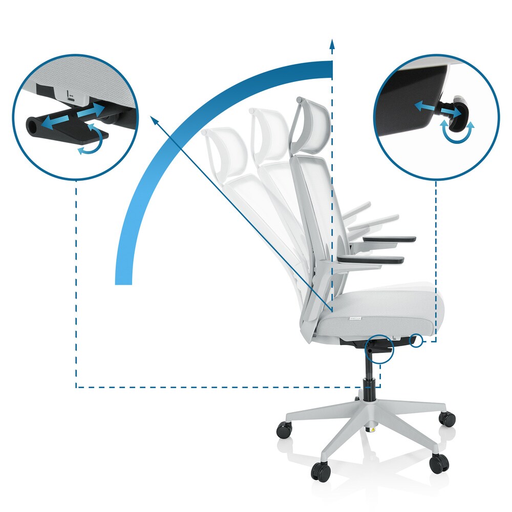 Profi Bürostuhl ARCEO W Stoff/Netzstoff mit Armlehnen (höhenverstellbar) hjh OFFICE