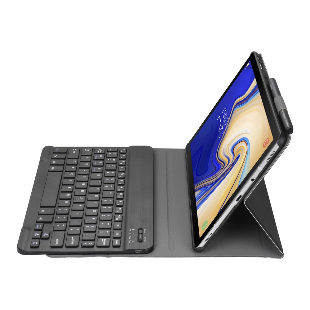 Samsung Galaxy Tab A 10.5 Leder Tasche Magnet Bluetooth Tastatur Abnehmbar (QWERTY) - Schwarz