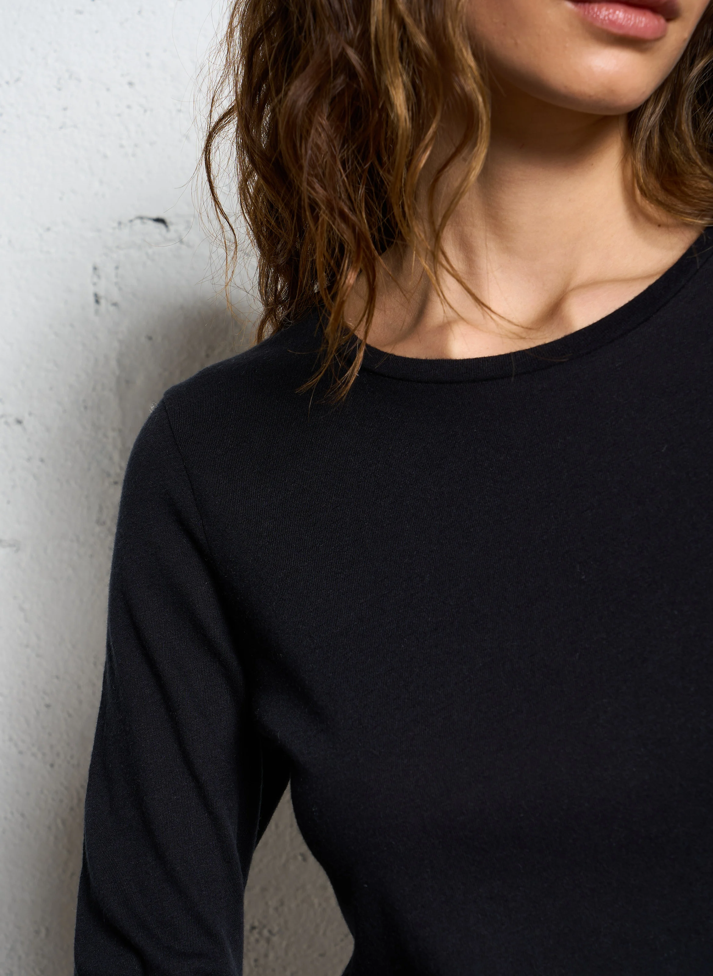 Tee-shirt col rond en coton et cachemire mélangé | Noir