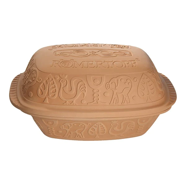 Lot cocotte ovale terre cuite 39 cm et livre de recettes Römertopf