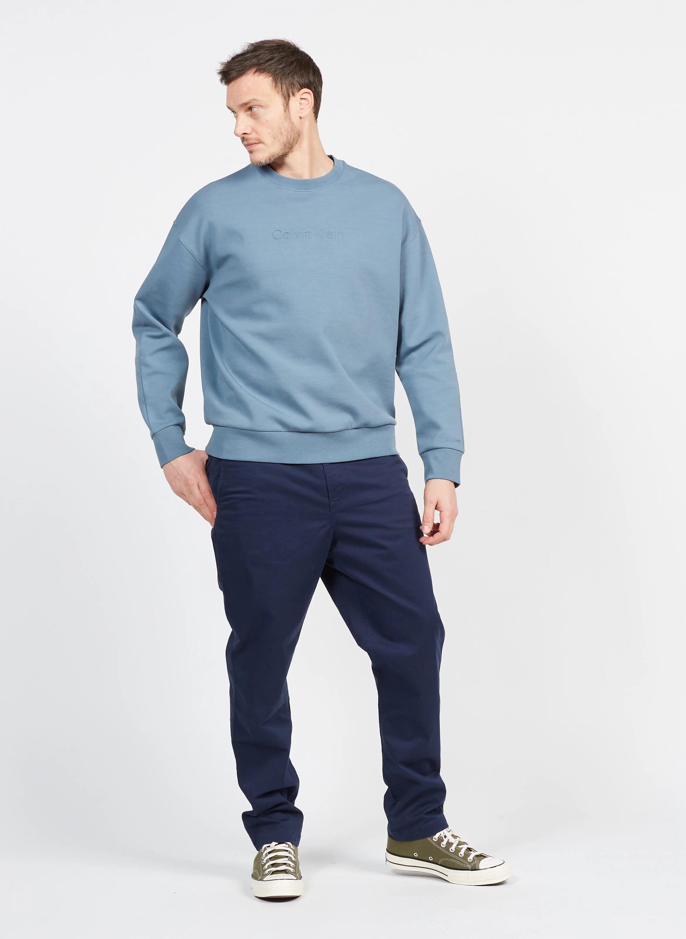 Sweatshirt coupe droite col rond | Gris
