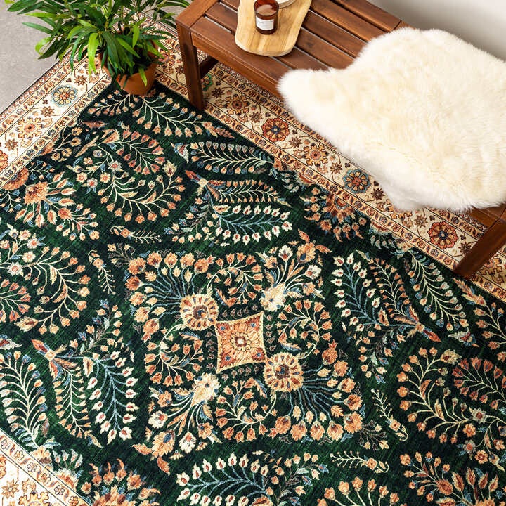 Vintage buitenkleed - Santo Flora Donkergroen