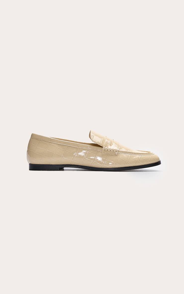 Crème Mocassin À Bout Carré En Synthétique Effet Croco