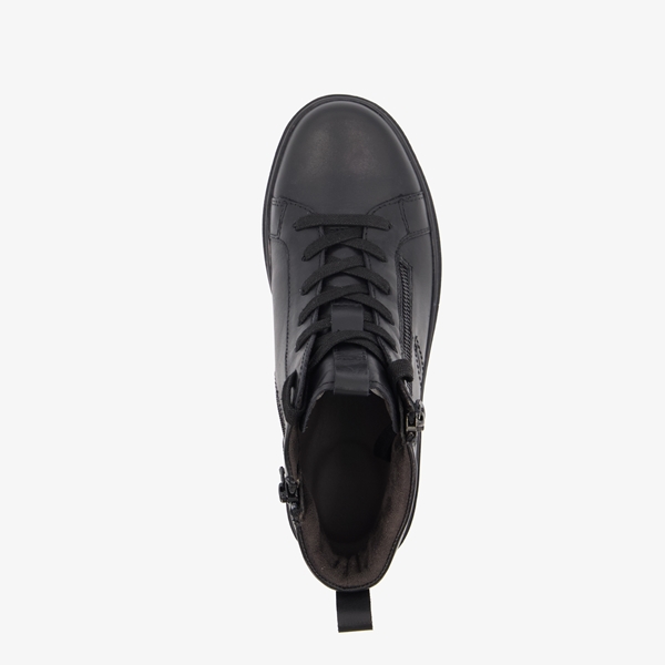 Tamaris Comfort hoge leren dames sneakers zwart