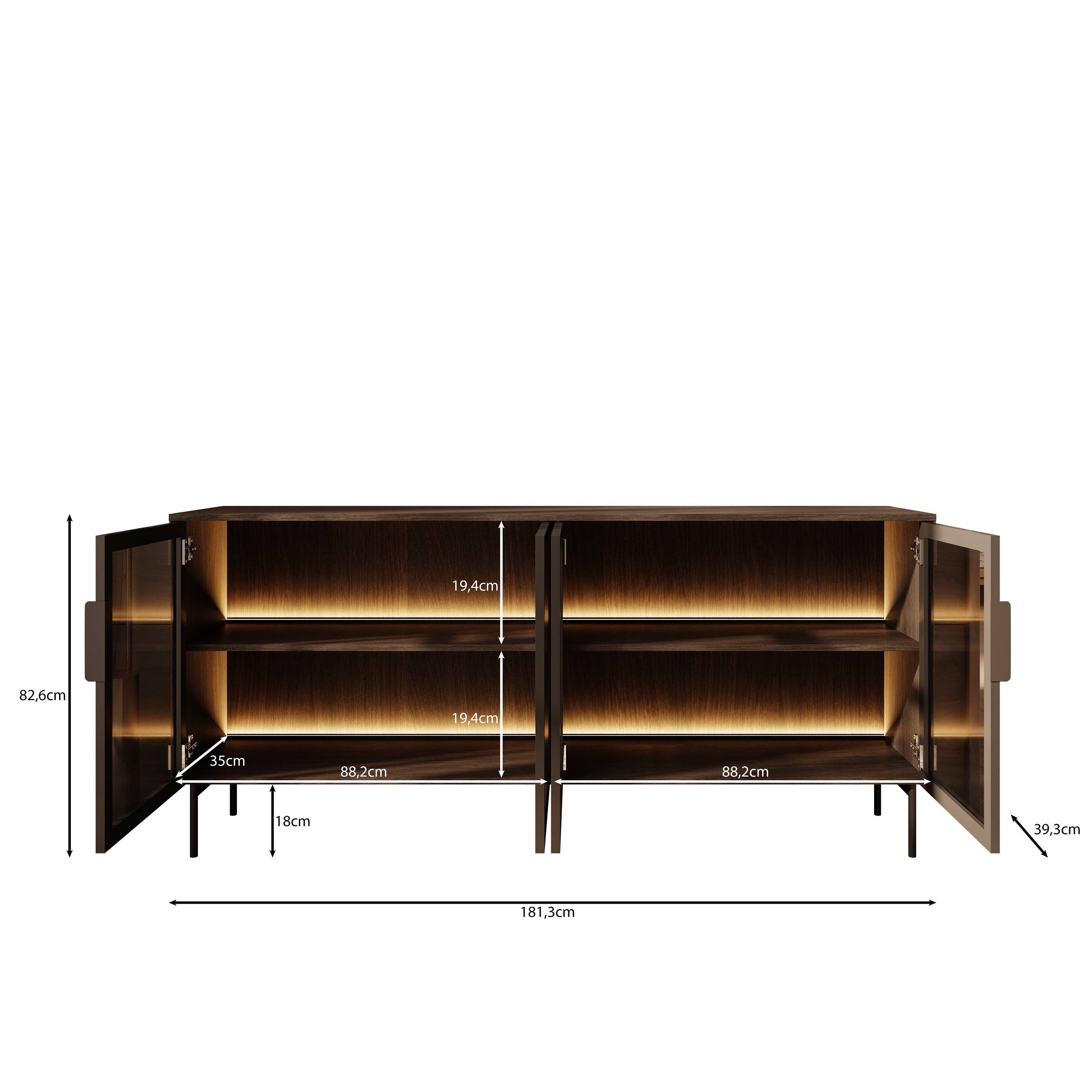 Meubella - Lomo - Dressoir - Donker eiken - 181 cm