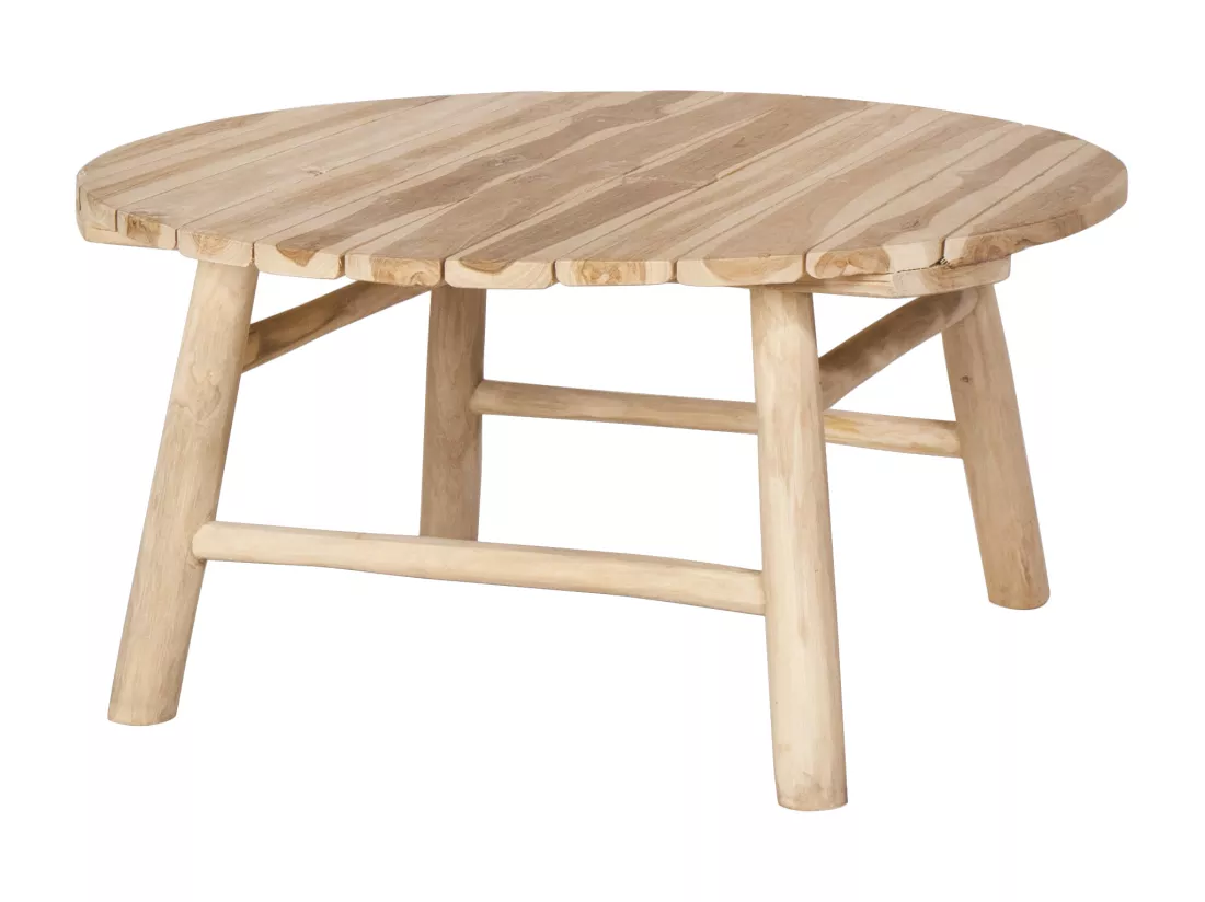 Lot de 2 tables basses de jardin en teck - Naturel clair - TULUM de MYLIA