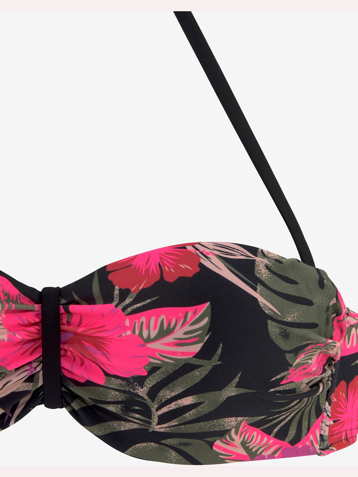 Haut de bikini bandeau à armatures imprimé tropical