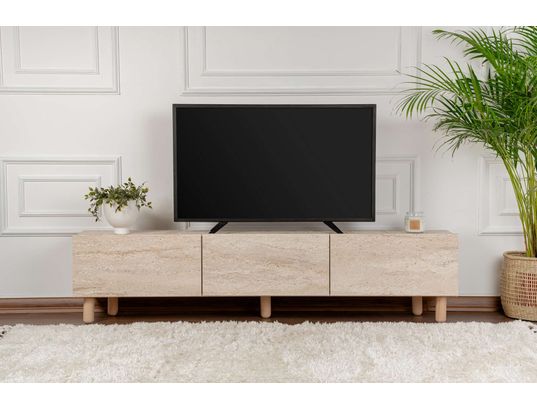 CONCEPT1 - Meuble TV Alvin travertin 180 x 31,4 x h42 cm