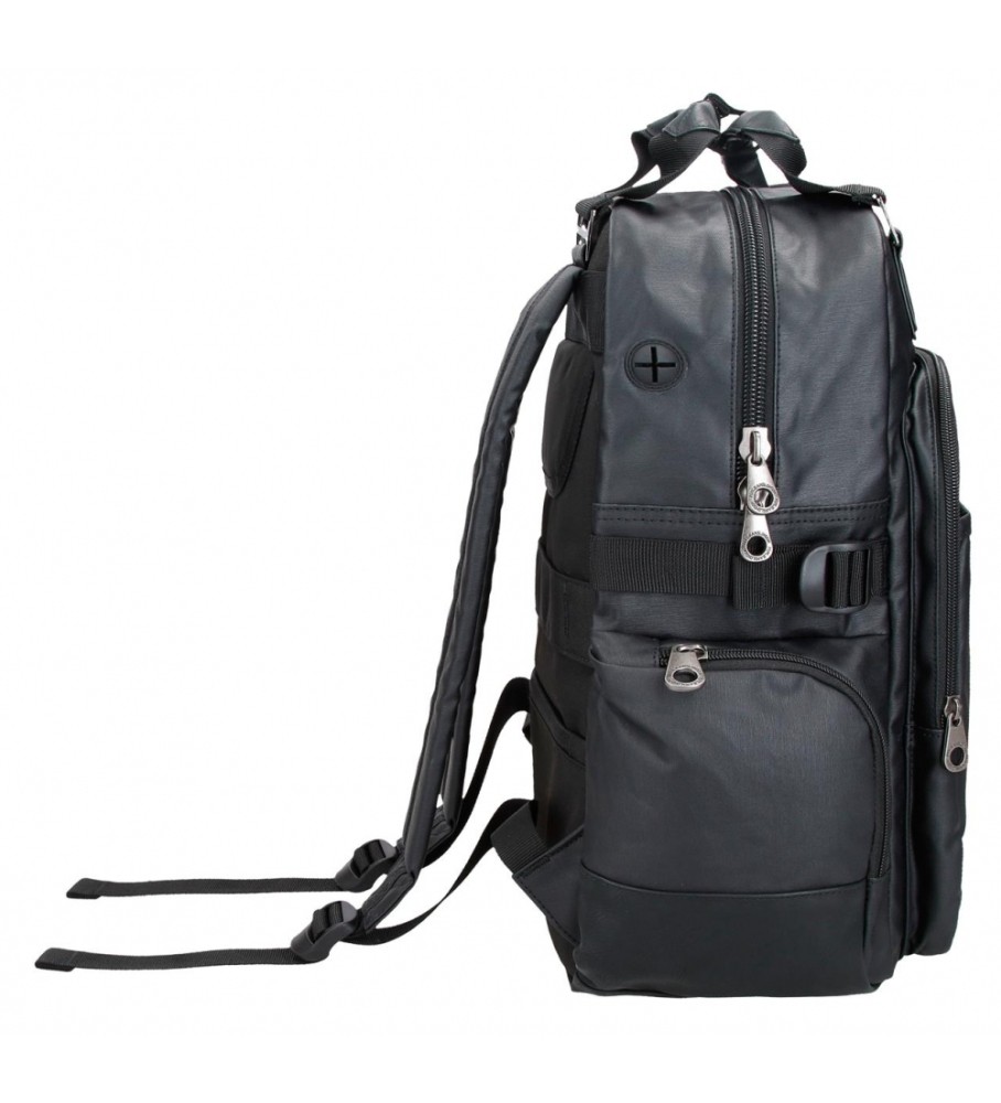 Mochila para laptop Pepe Jeans Hatfield de 15 polegadas, ajustável, preta.