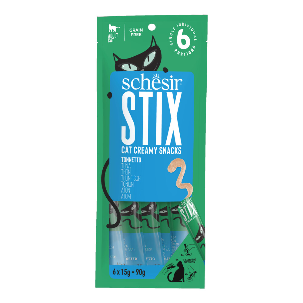 12x Schesir Kattensnack Stix Tonijn & Makreel6 x 15 gr