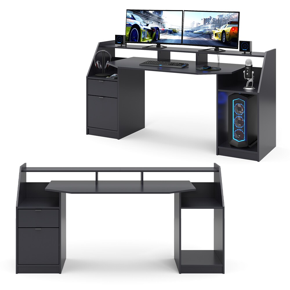 Vicco Computertisch Joel Groß PC-Tisch Schwarz Gamingtisch Schreibtisch Büromöbel