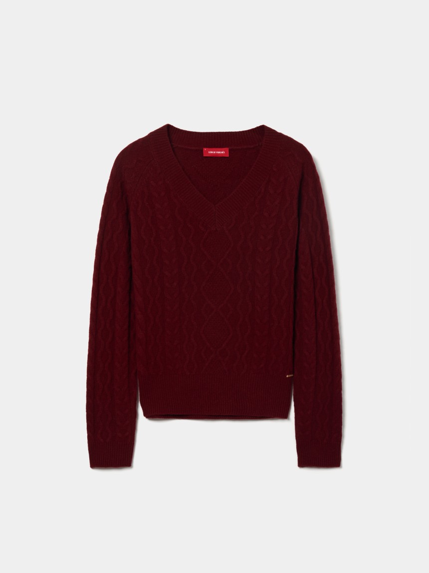 Camisola malha tricotada em lã
