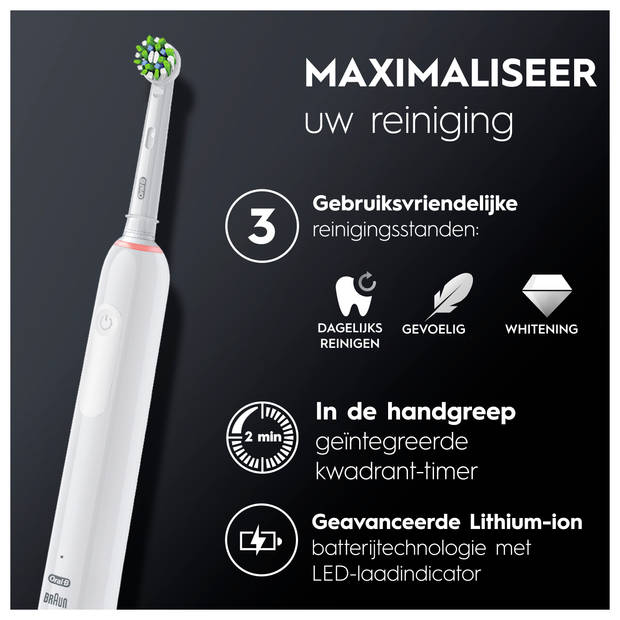 Oral-B elektrische tandenborstel Pro 3 3900 Duo CrossAction zwart en roze - incl. 3 opzetborstels