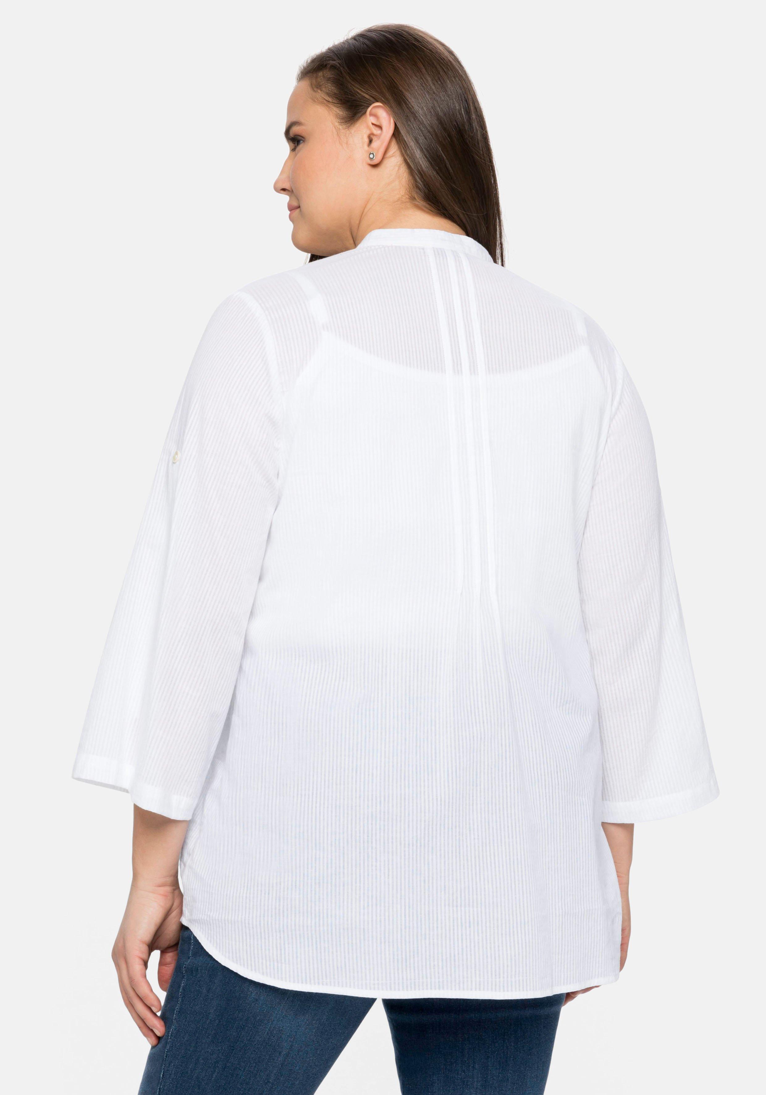 Longbluse mit eingewebten Streifen