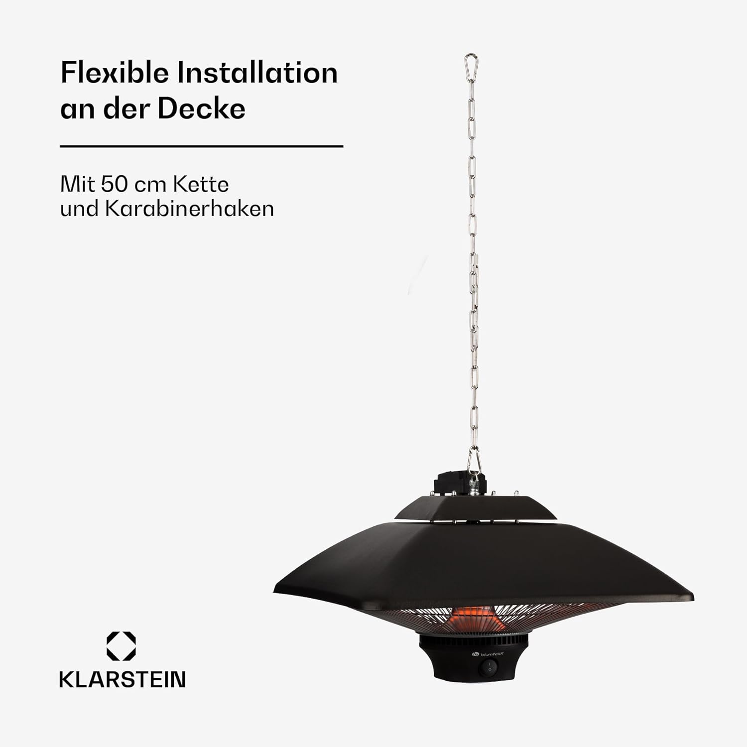 Blumfeldt Heizstrahler für die Terrasse, Infrarot Elektrisch, IP24 Infrarot für den Wintergarten & Aussenbereich, 2 Temperatur Terrassenheizstrahler mit Fernbedienung & LED