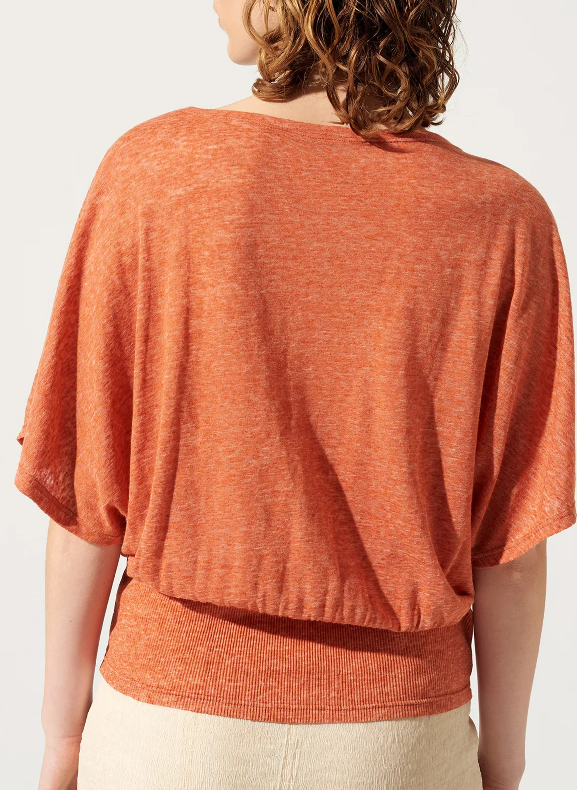 Tee-shirt manches courtes en lin mélangé | Rouge