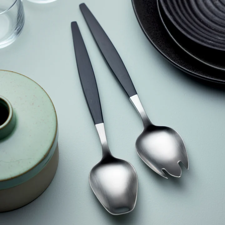 Gense - Focus de Luxe Salatbesteck, schwarz / matter Stahl