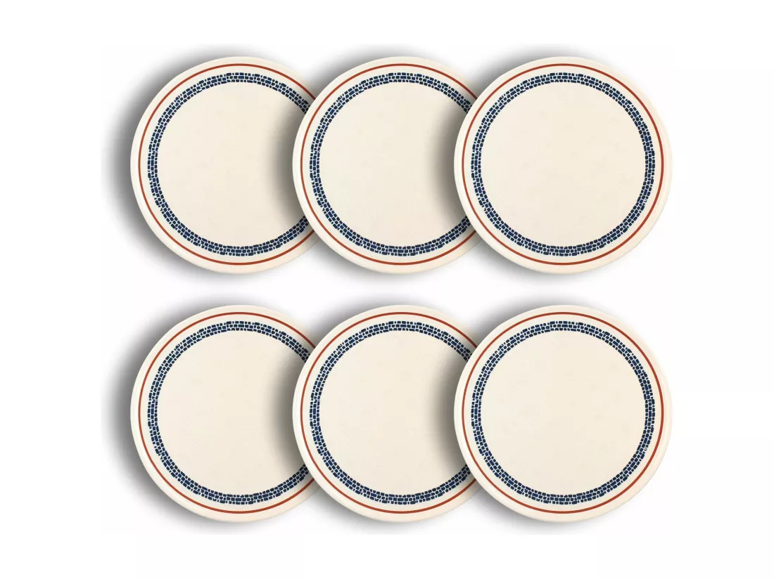 Novastyl - Lot 6 Assiettes A Pizza Amatxi 32cm En Faience Blanc