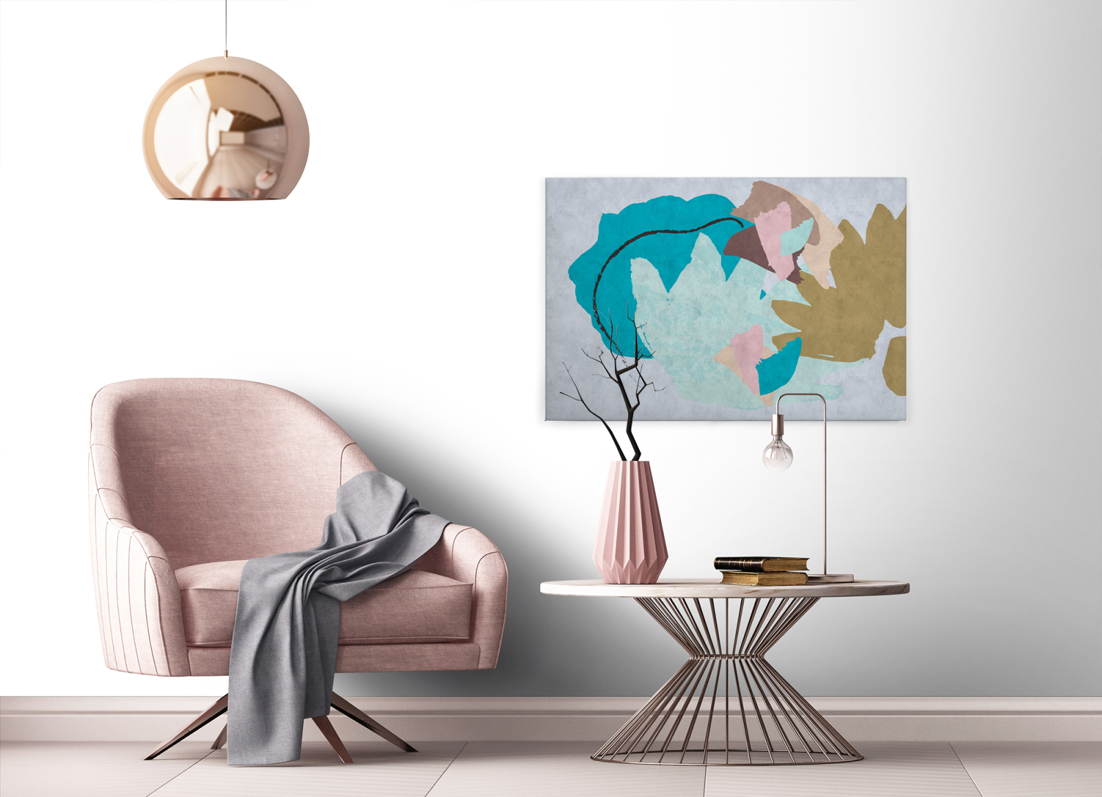 Leinwandbild BLUMENSTRAUSS - blau - 90x60 cm