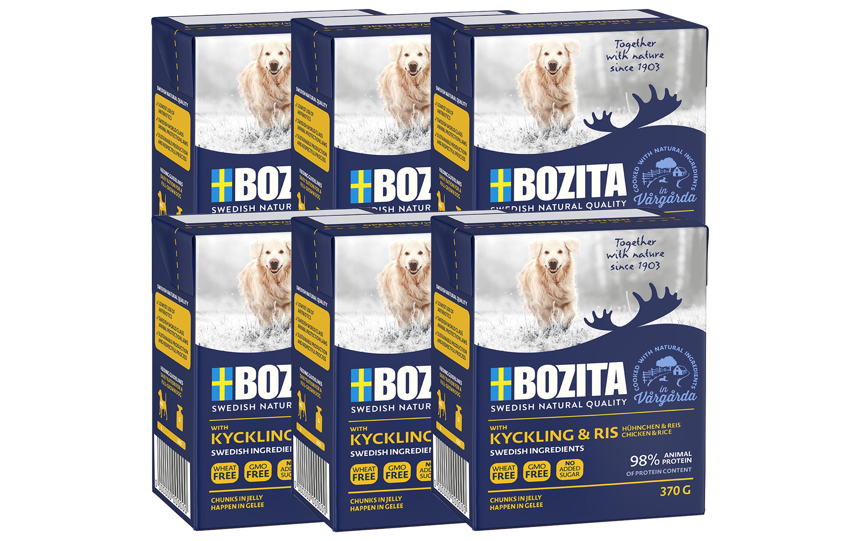 Nassfutter Häppchen in Gelée Hühnchen & Reis, 6 x 370 gAlleinfuttermittel für ausgewachsene Hunde