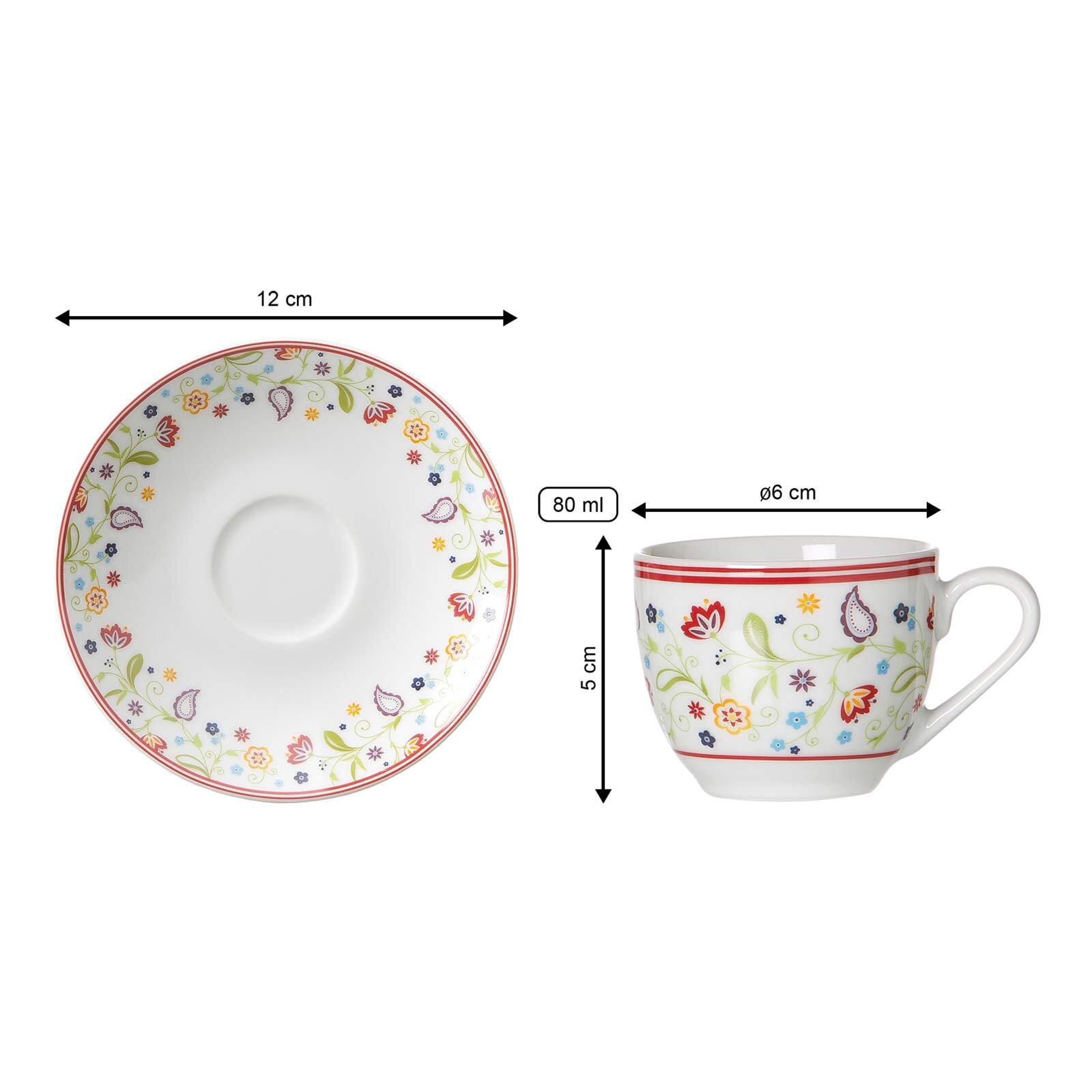 Ritzenhoff & Breker Espressotassen mit Untertassen Shanti 80 ml 6er Set