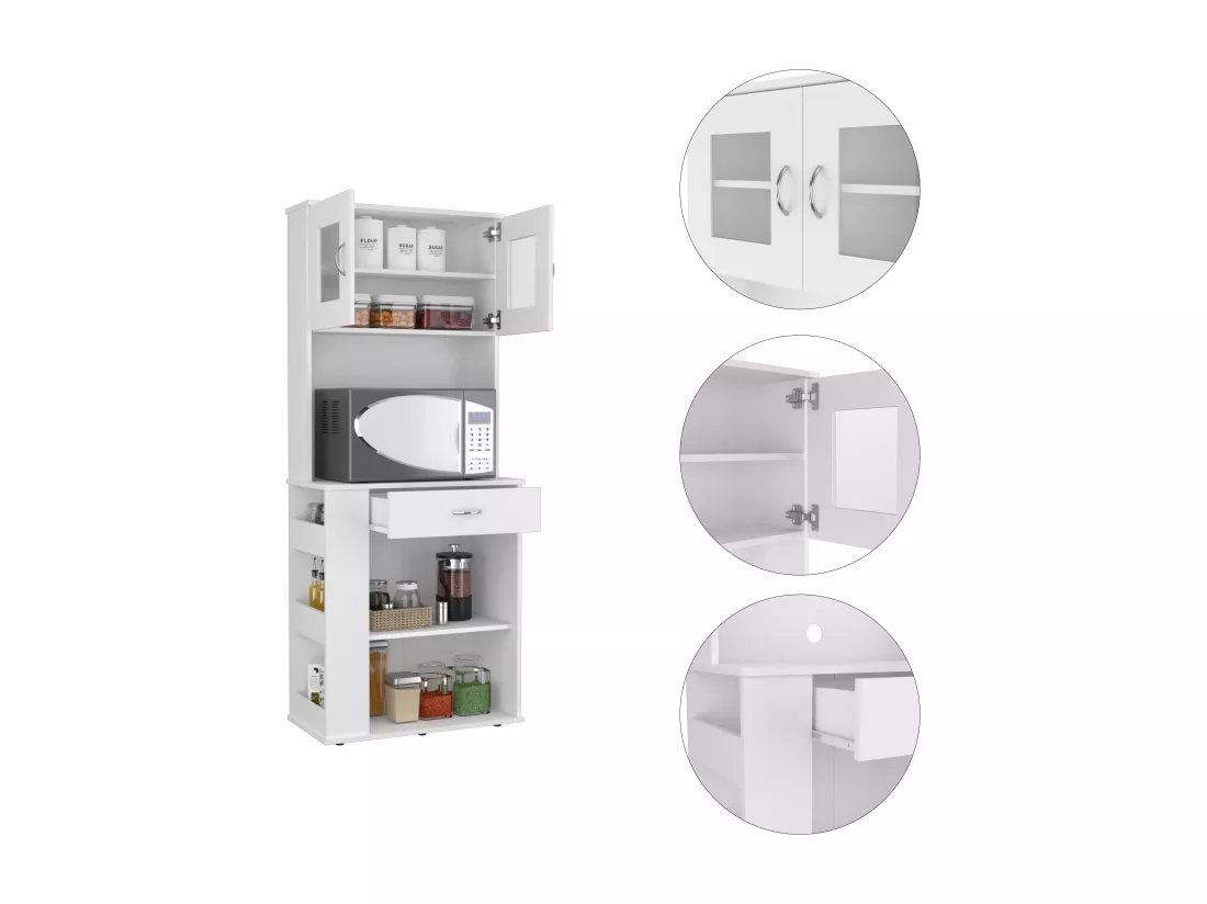 Capienza Meuble de cuisine pour micro-ondes, avec 1 tiroir et 2 portes , 169.92 cm X 69.85 cm X 34.79 cm , Blanc