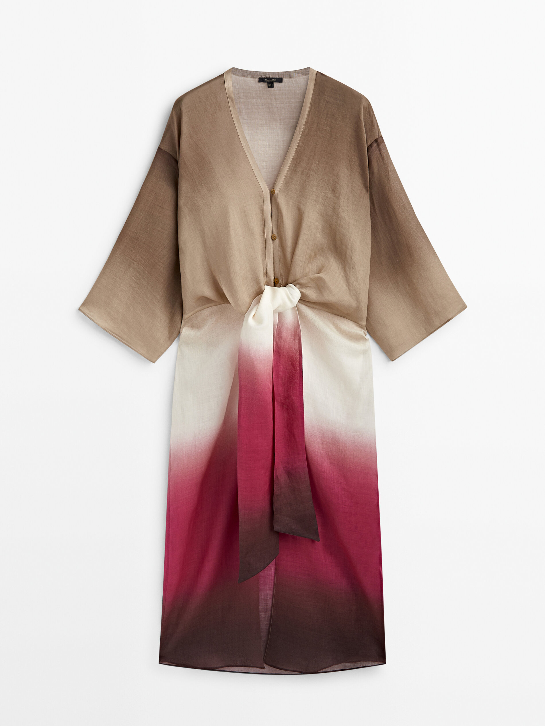Vestido túnica nude tie-dye Ramio - FUCSIA