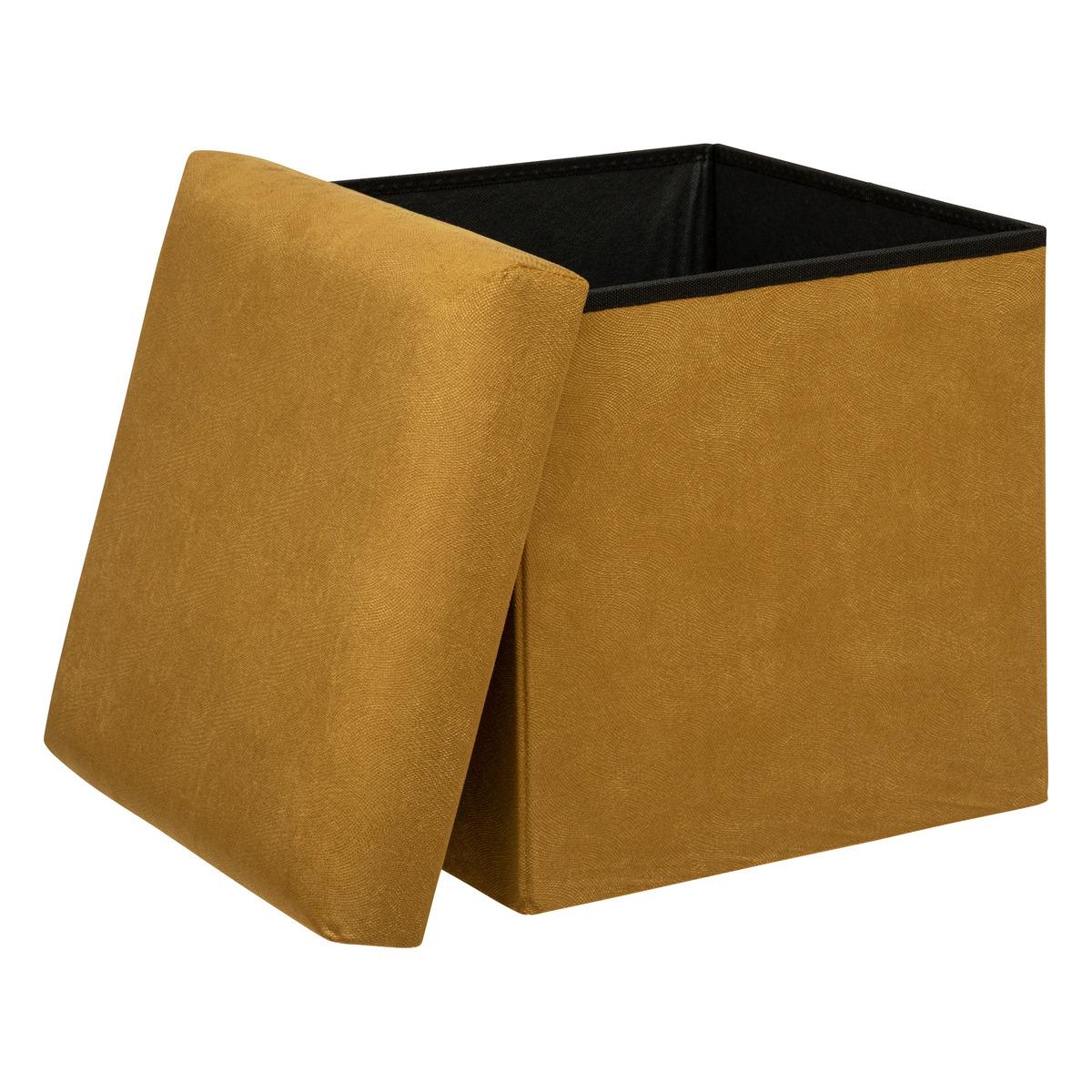 POUF PLIANT VELOURS LILOU OCRE D.38X38CM