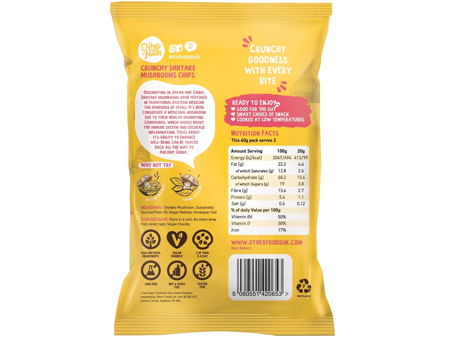 SNACK OTHER FOODS COGUMELOS SHITAKE CROCANTES 40G
