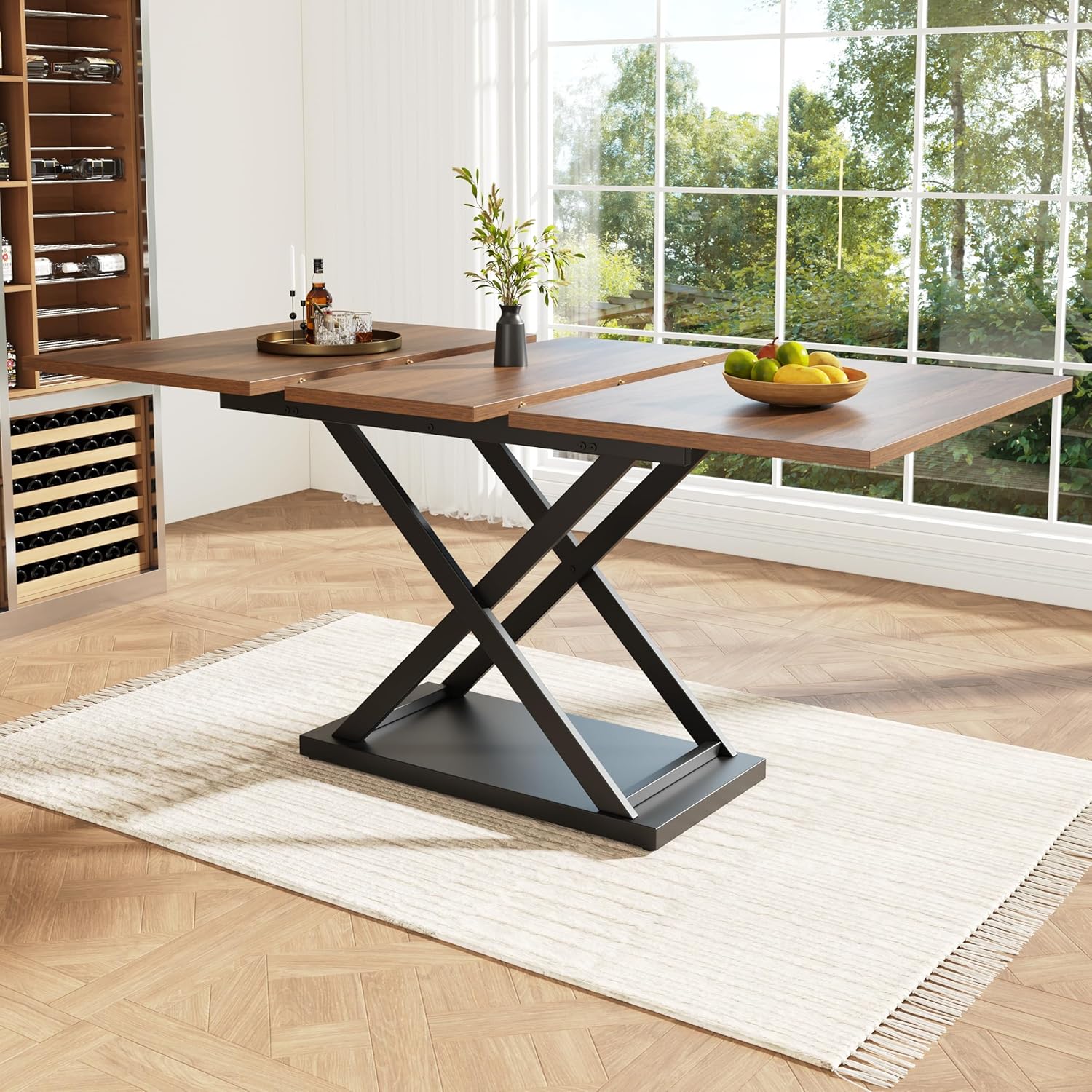 soges Ausziehbarer Esstisch Teleskoptisch Küchentisch Esszimmertisch für Küche und Wohnzimmer, Walnussfarbener, (120-160) x 80 x 75 cm