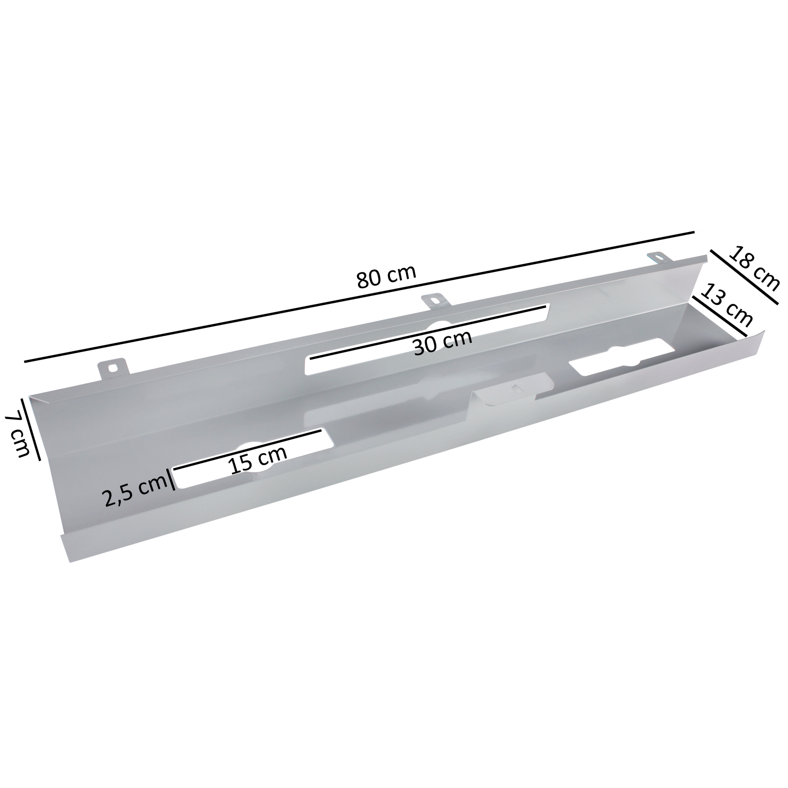 Schreibtisch-Kabelkanal - silber - Metall - 80x13 cm