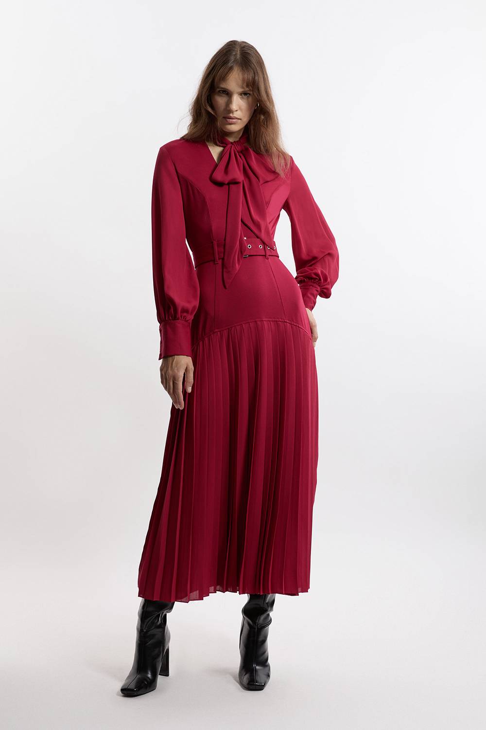 KarenMillen Robe midi Jersey Ponte Georgette Mix