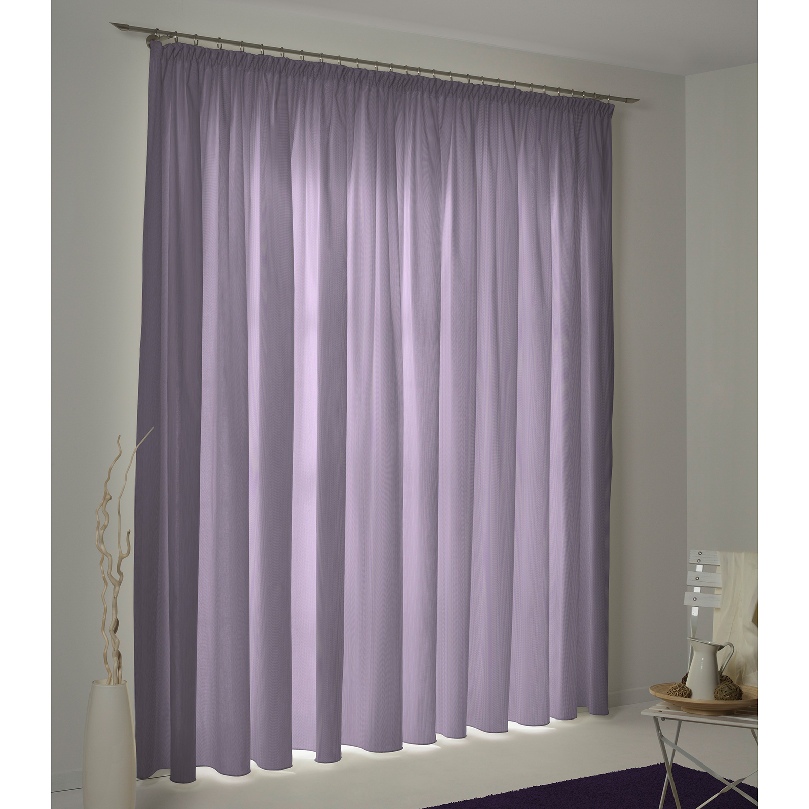 Einzelschal mit Kräuselband UNI COLLECTION LIGHT - lila - 145x145 cm