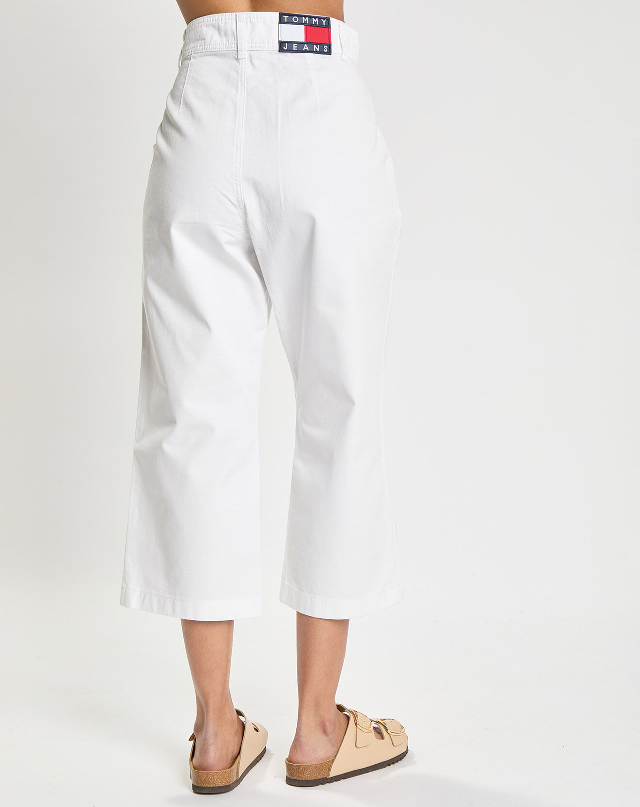Tommy Jeans Pantalon 100% Coton Bio large 7/8 Super High Rise blanc