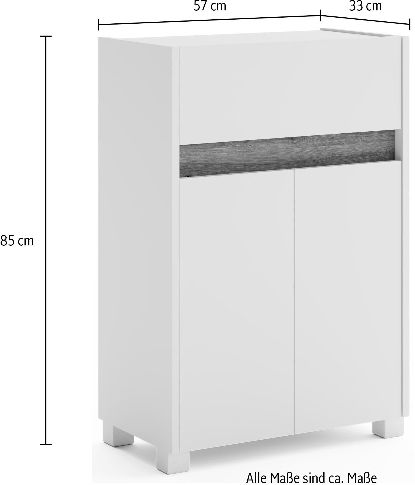 Schildmeyer Midischrank »Cosmo, Breite 56 cm« Grifflose Türöffnung, Traverse im Wildeiche-Dekor