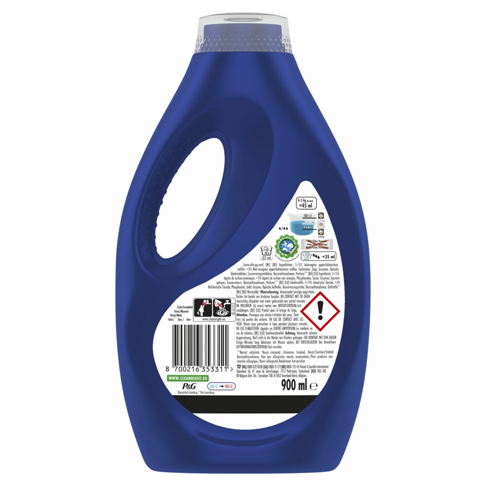4x Lenor Vloeibaar Wasmiddel Zeebries 20 Wasbeurten900 ml