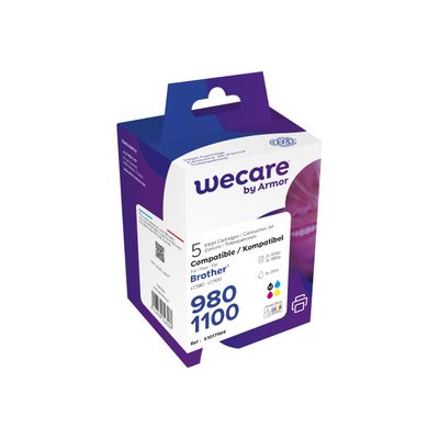 Cartouche compatible Brother LC1100/LC980 - pack de 5 - noir x2, cyan, magenta, jaune - Wecare