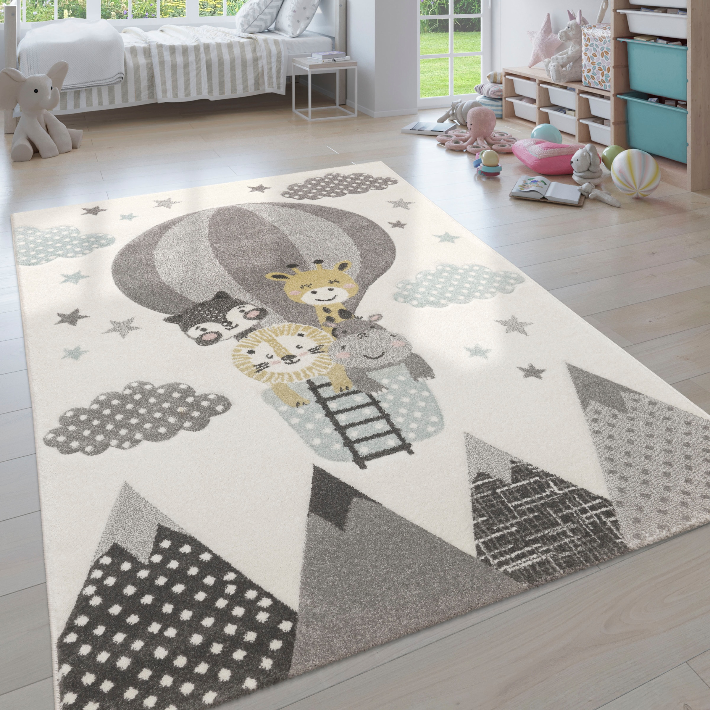 Paco Home Kinderteppich »Cosmo 343« rechteckig 12 mm Höhe 3D-Design, niedliches Tier Motiv, Pastell-Farben, Kinderzimmer