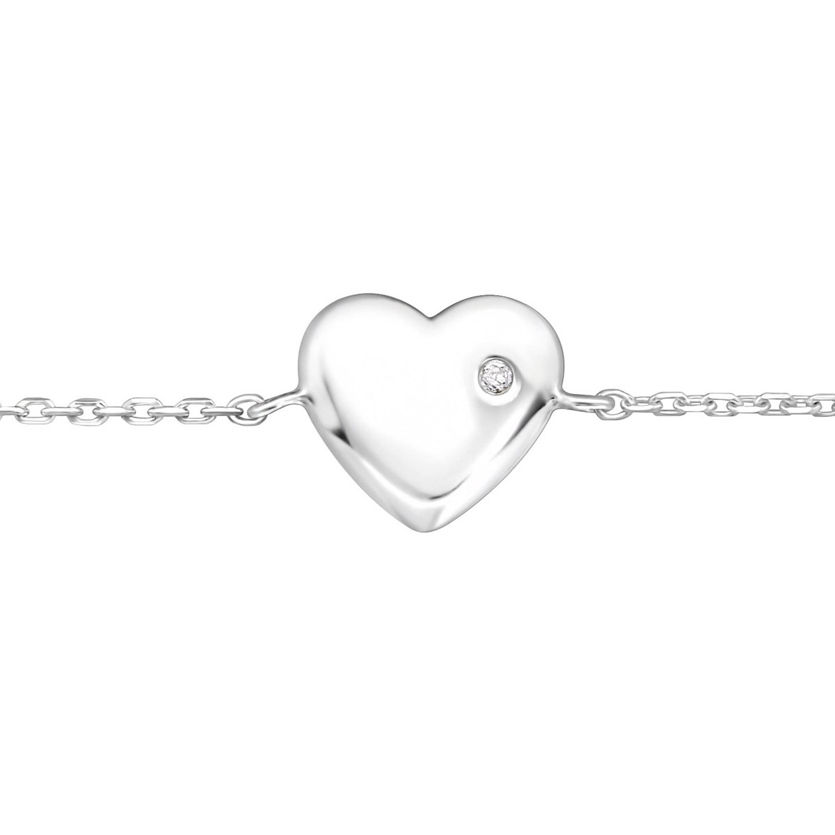 Chaine cheville coeur en argent 925/1000