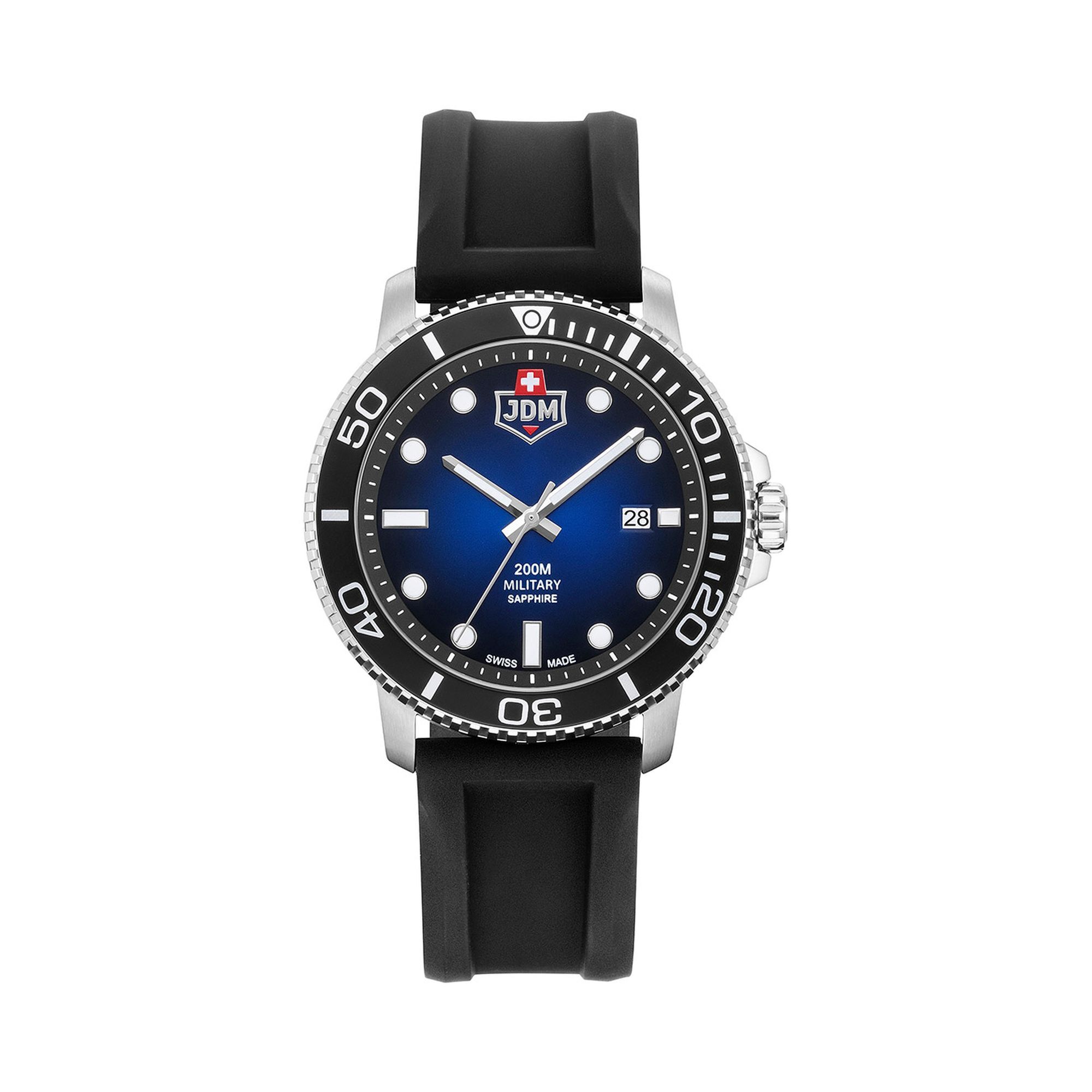 JDM Military Herren Armbanduhr Tango 2020 Edelstahl silber/schwarzJDM-WG008-01