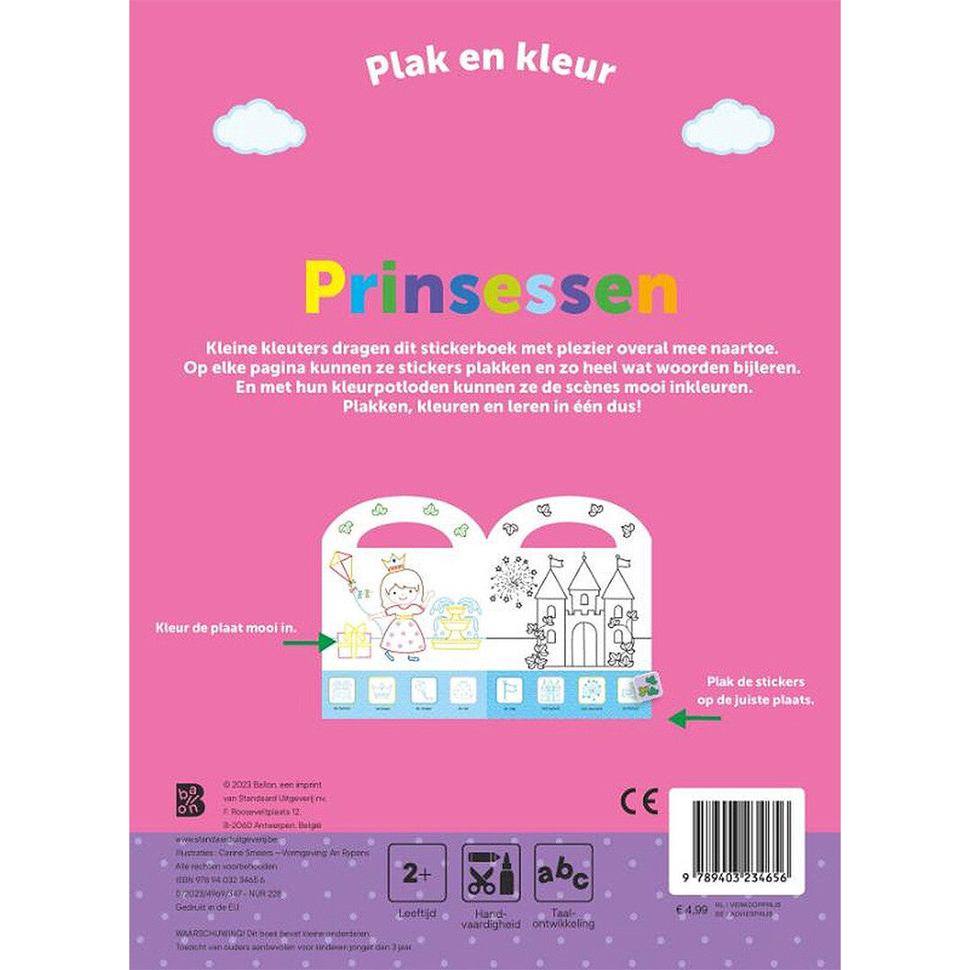 Uitgeverij ballon plak en kleur - prinsessen