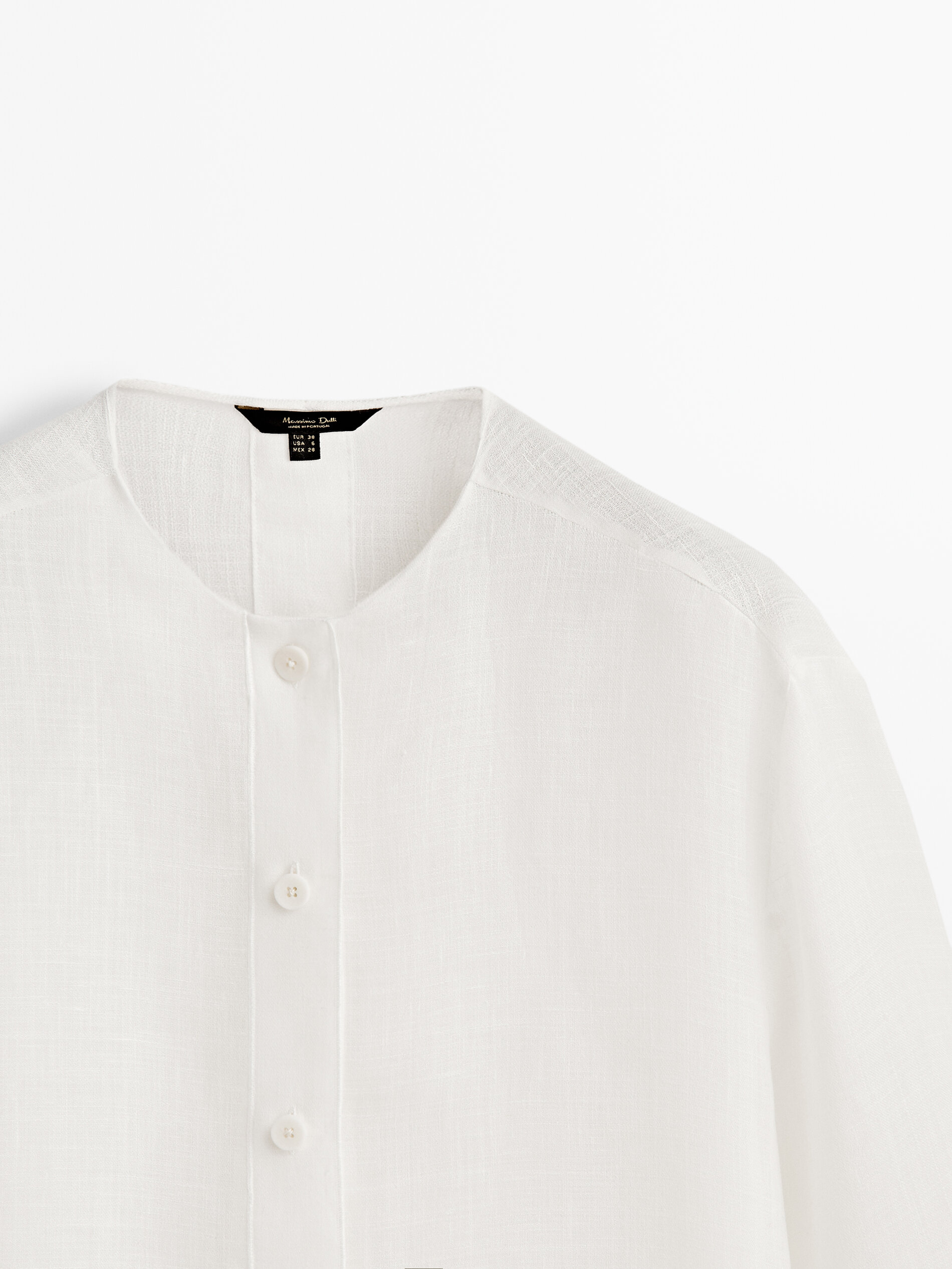 Camisa de linho mezcla de edição limitada com botões - BRANCA