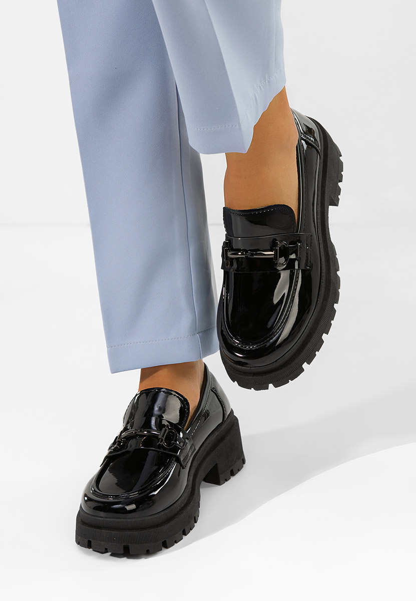 Mocassins pour femme vernis noirs Elvilia