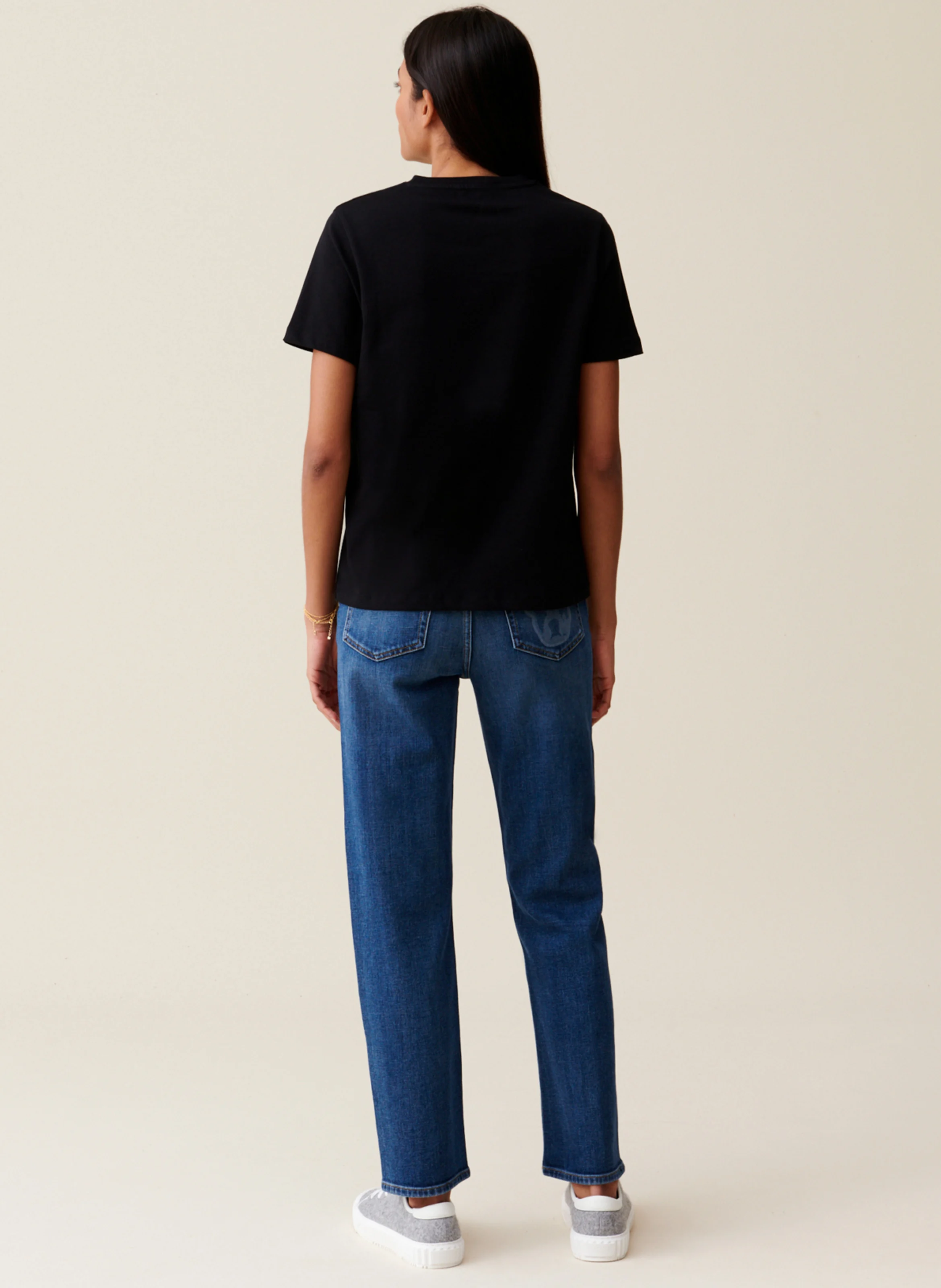 Tee-shirt col rond en coton | Noir