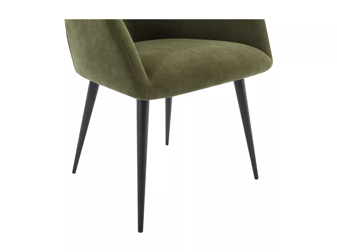 Lot de 2 chaises avec accoudoirs en tissu et métal noir - Vert - HEKA
