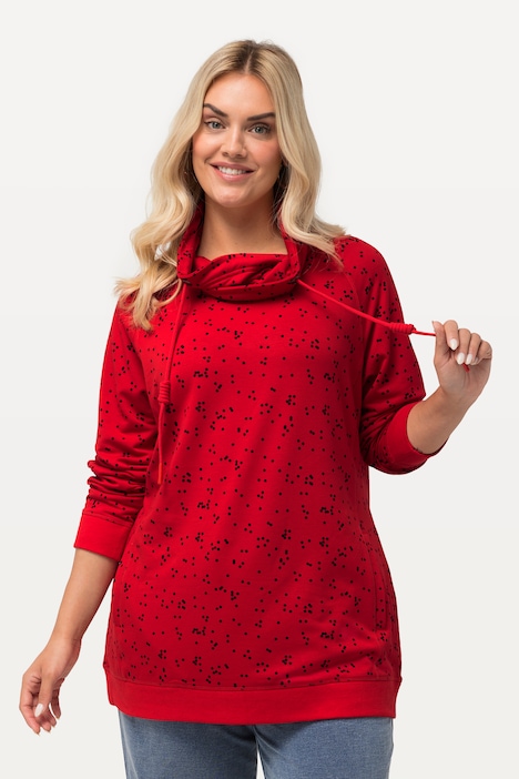 Sweatshirt, Pünktchen, Stehkragen, Taschen, Langarm