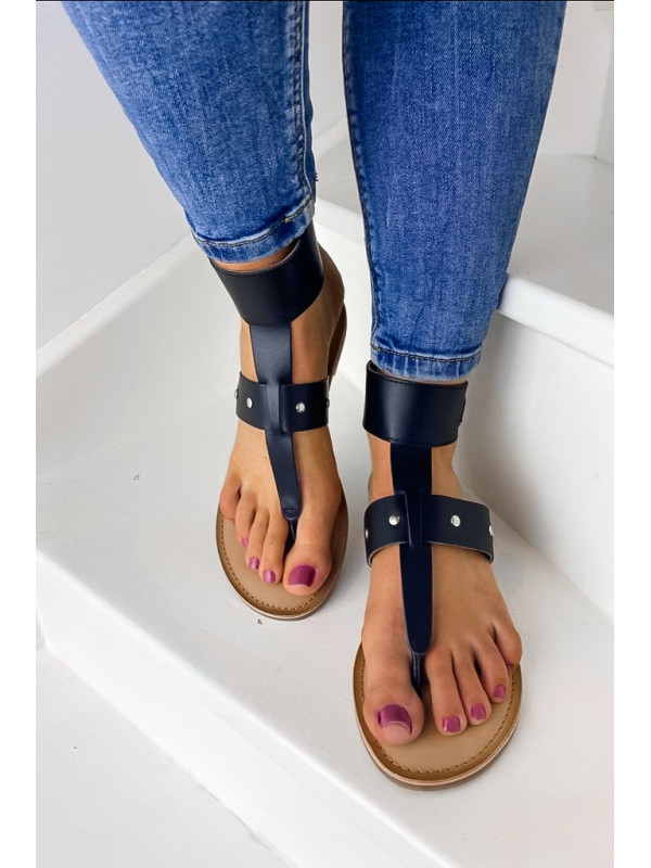 Tongs Cuir Bettyna Noir - Les Petites Bombes