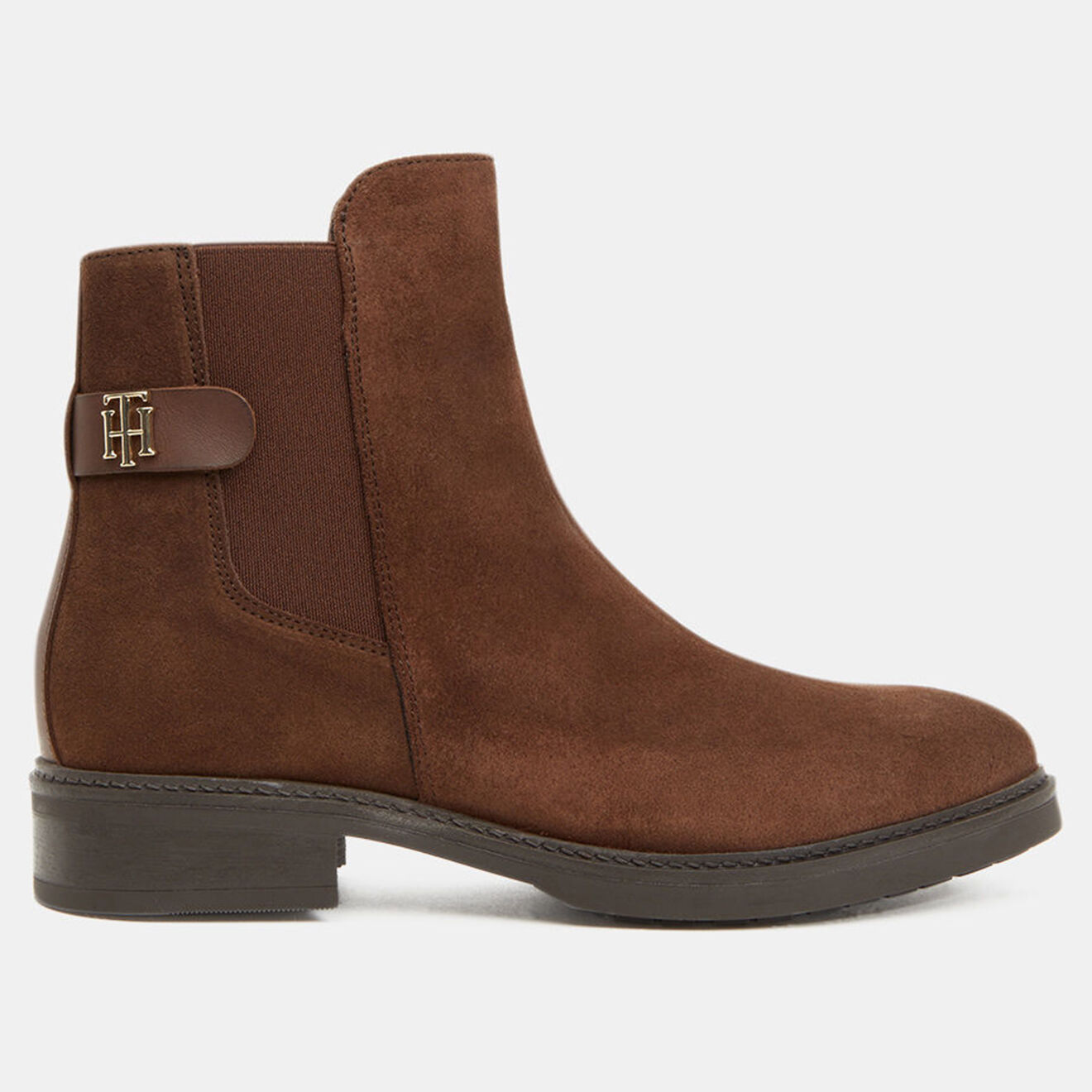 Tommy Hilfiger Chelsea boots en Velours de Cuir Hardware marron